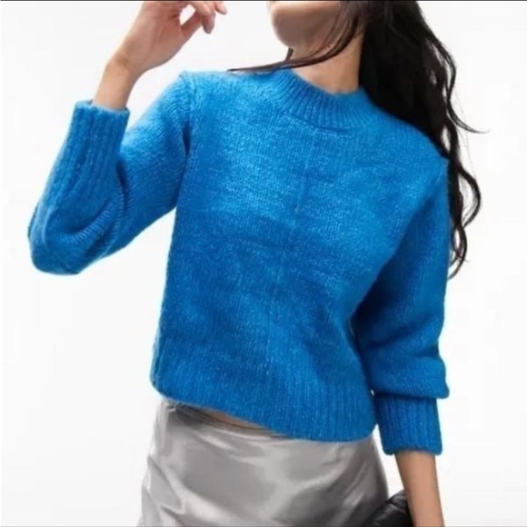 Topshop Center Seam Crewneck Sweater in Blue Women’s Size 12 NWT - Picture 1 of 12